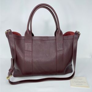 $750 Lotuff Small Leather Tote in Cordovan Maroon Leather